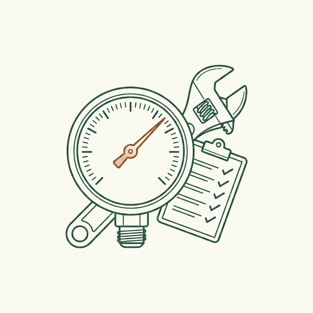 Ilustrație — consultanță tehnică: instrument de calibrare și checklist