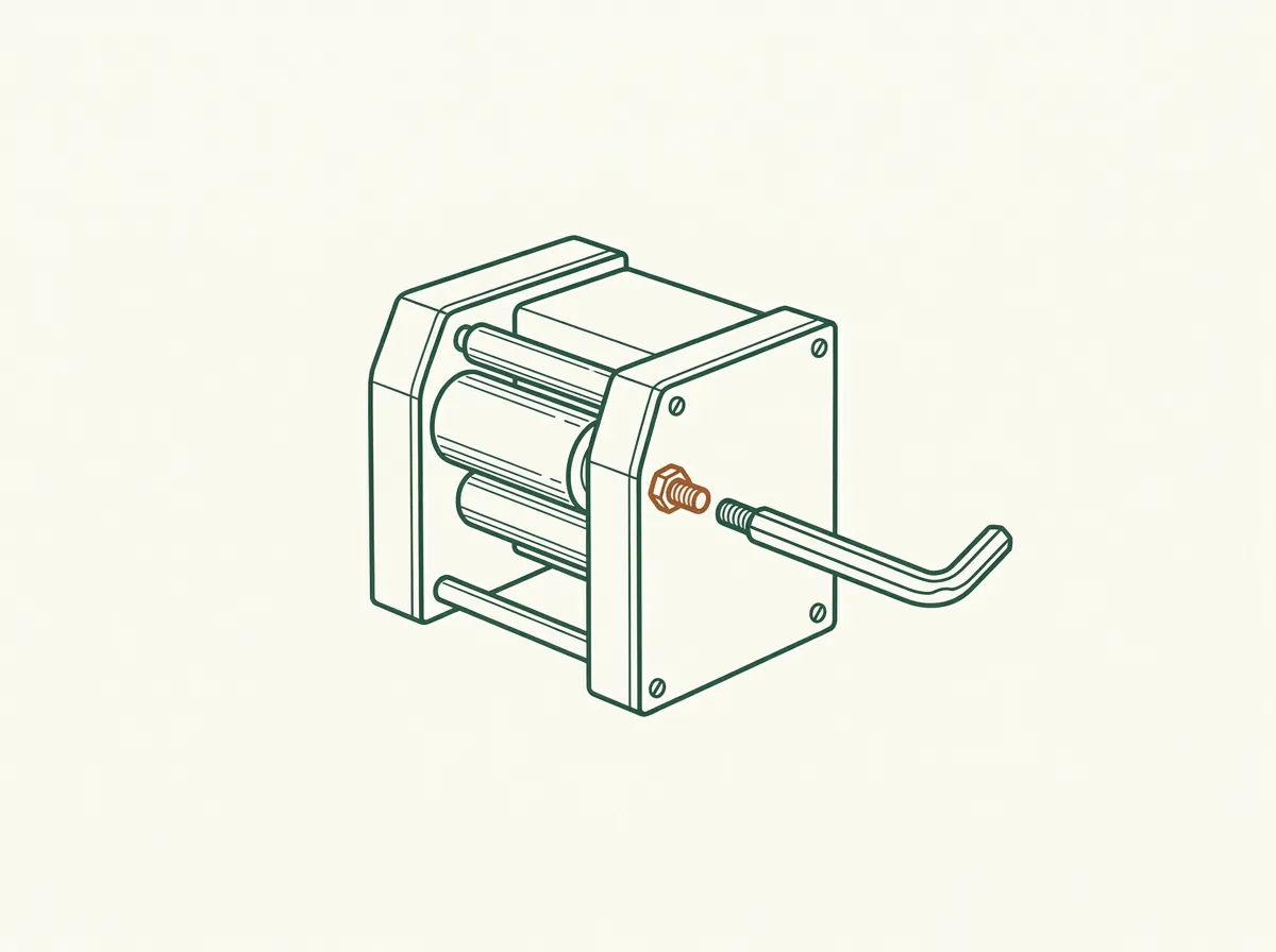 Ilustrație — pasul 3, instalare: modul de mașină și cheie hexagonală